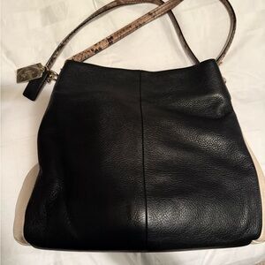 Coach Black, Cream & snakeskin Leather Shoulder Bag Purse Tote